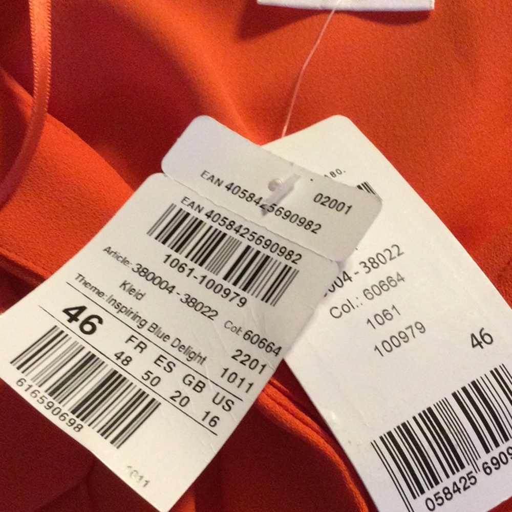 Gerry Weber sheath shirt dress tangerine orange NEW with TAG size size 16 - Picture 3 of 7